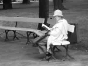 reader in a park