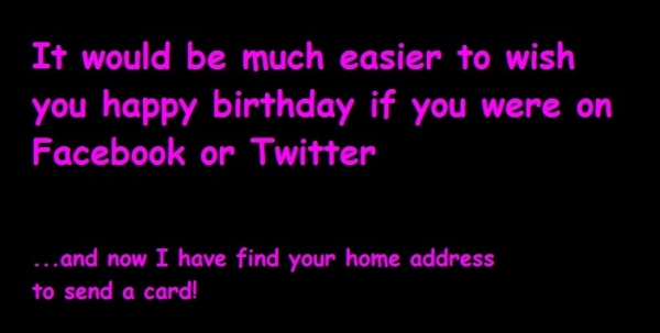 birthday wish via Twitter and Facebook